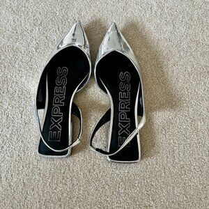 Express metallic slingback flats